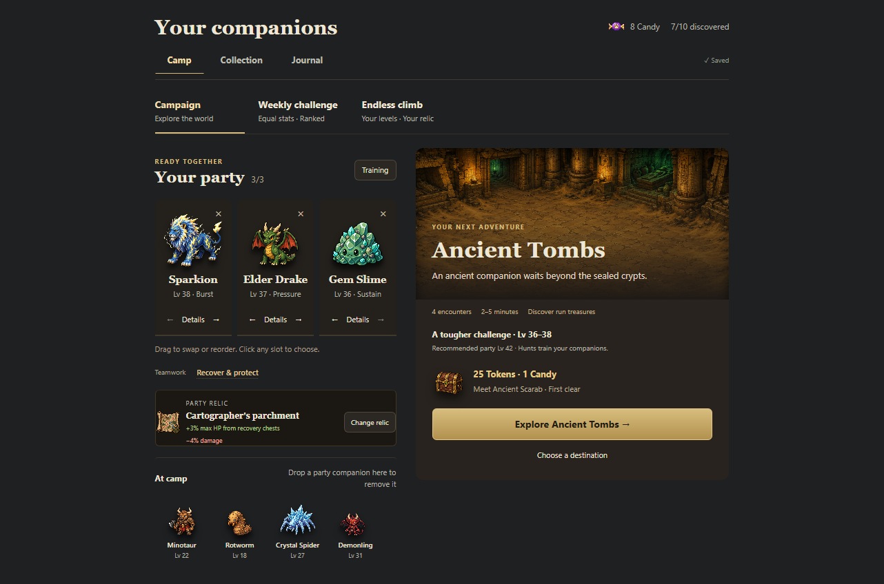Your hunts help your companions grow.