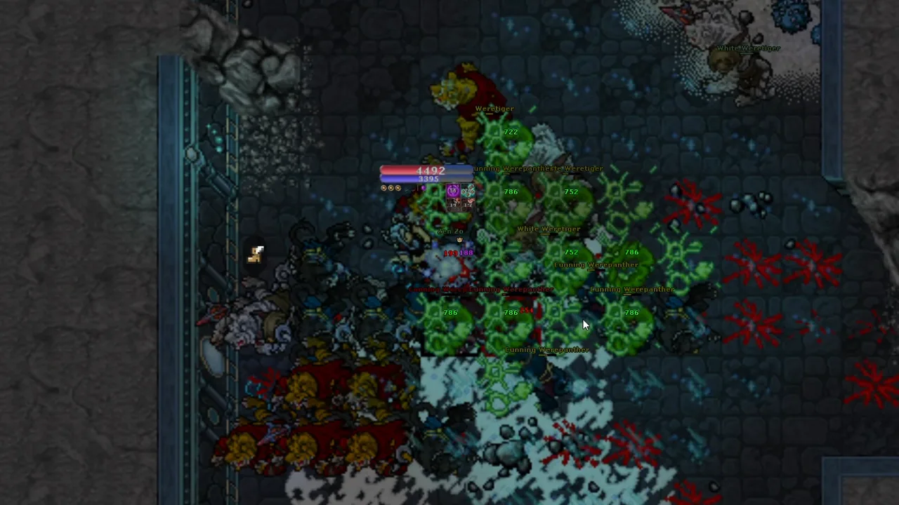 Compact overlay bars positioned near the character during combat